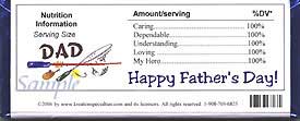 Personalized Father's Day Candy Wrapper  Back