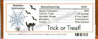Happy Halloween Candy Wrapper Back